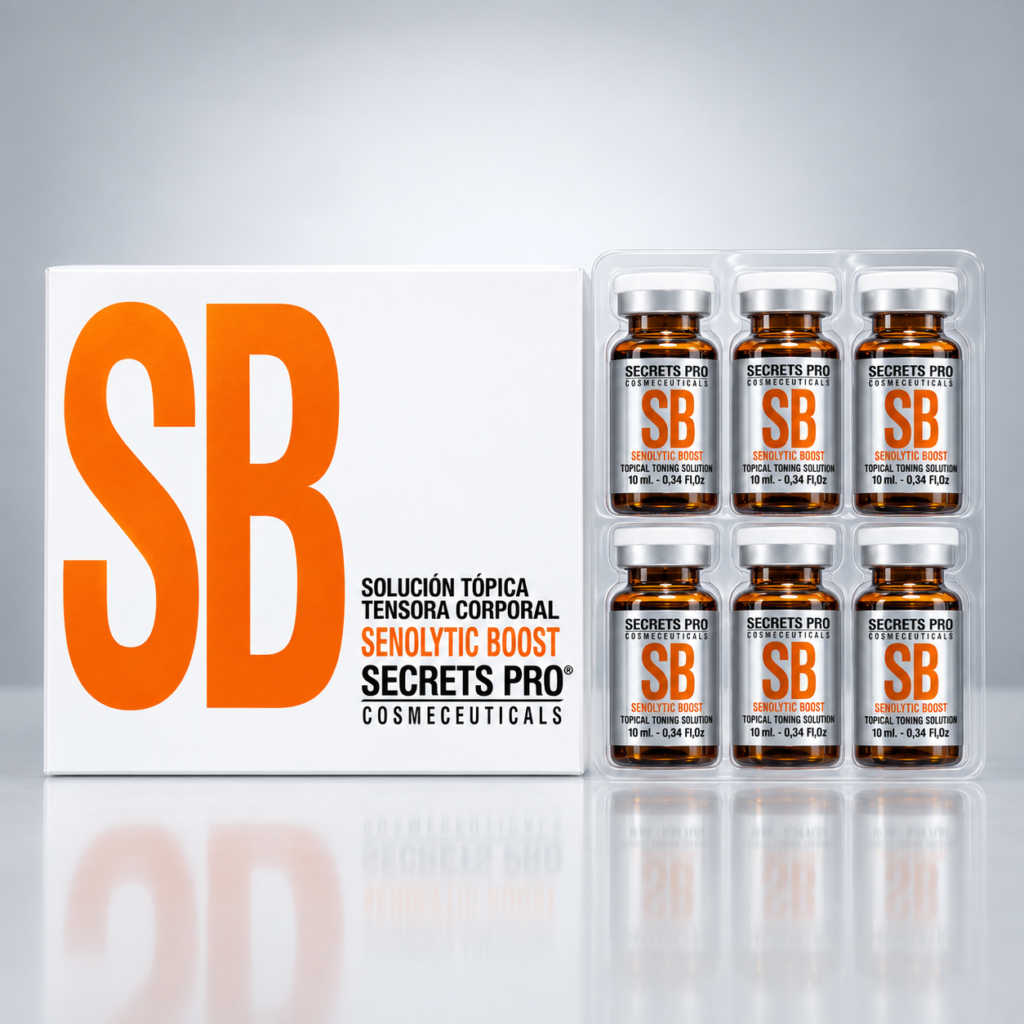 Caja de SENOLYTIC BOOST de Secrets Pro con seis viales de 10 ml