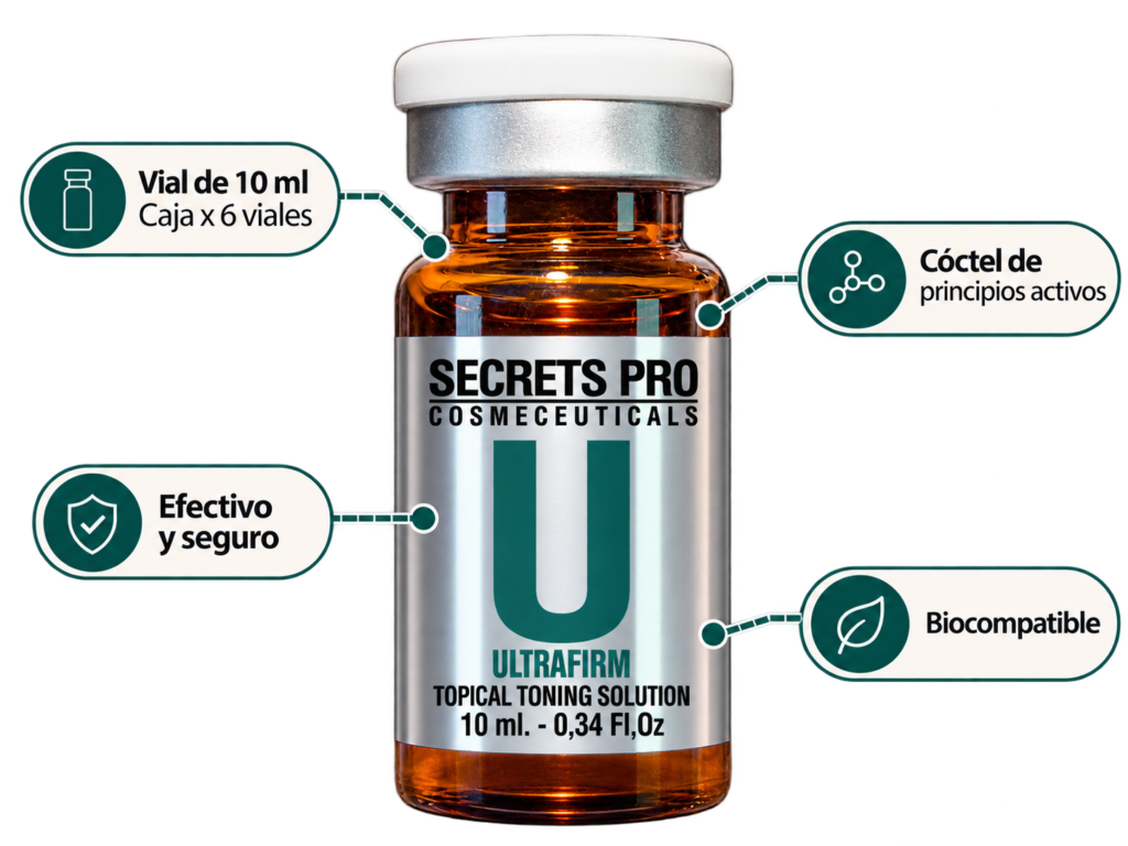Vial ULTRAFIRM de Secrets Pro, presentación de 10 ml en caja de 6 viales