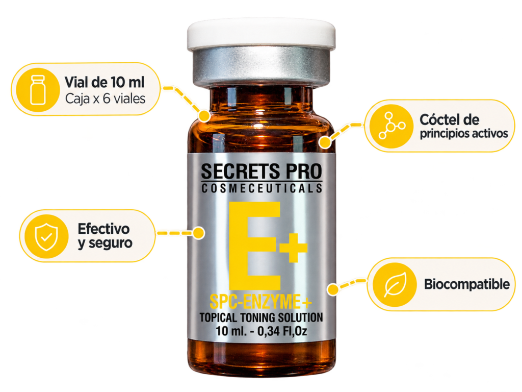 Vial SPC-ENZYME+ de Secrets Pro, presentación de 10 ml en caja de 6 viales
