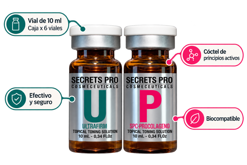 PROTOCOLO UP de Secrets Pro: viales ULTRAFIRM y SPC-PROCOLAGENO