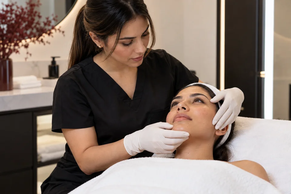 Inicio 10 Escena ilustrativa de valoración estética facial por una profesional